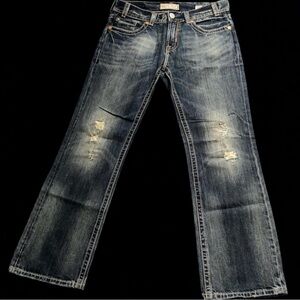 Stylish Men's Bootcut Jeans in Faded Blue